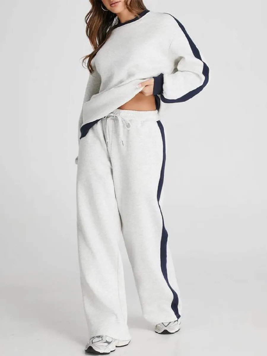 Women's Fleece Loose Fit Cozy Sweatshirt & Straight Leg Sweatpants Matching Sets