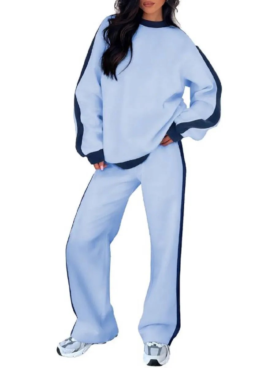 Women's Fleece Loose Fit Cozy Sweatshirt & Straight Leg Sweatpants Matching Sets