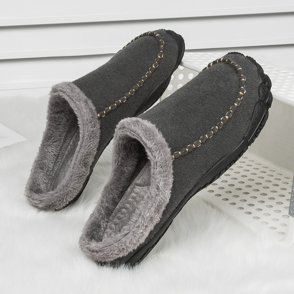 MEN'S COMFORTABLE LINED FLEECE ARCH SUPPORT SHOES