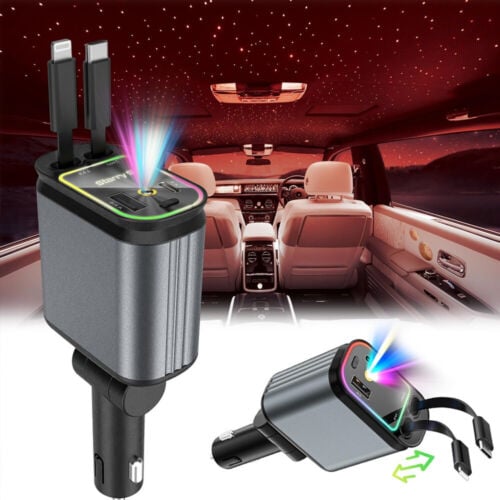 120W 4-in-1 Car Phone Charger with Starlight