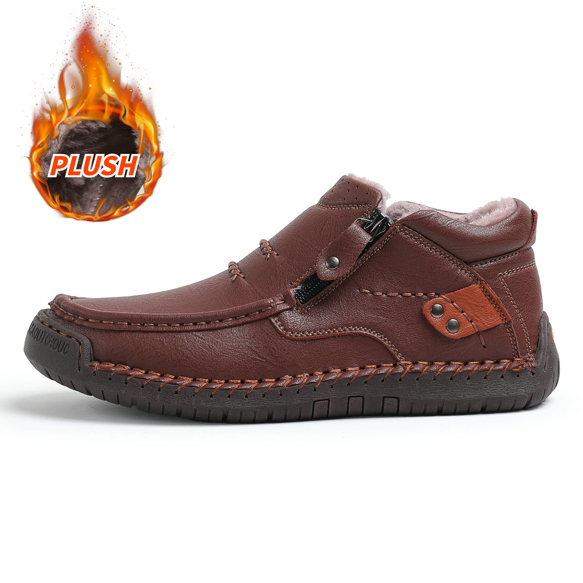 ⏰Limited Time Sale 70% OFF-Men’s Handmade Premium Leather Slip-On Driving Boots – Wide Toe, Arch Support, Waterproof, Pressure Relief, Non-Slip Sole&Warmth for Casual, Travel & Outdoor