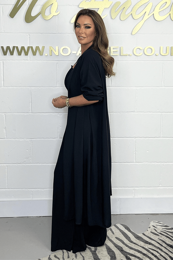 Women’s Halter Neck Wide Leg Lounge Set with Long Cardigan