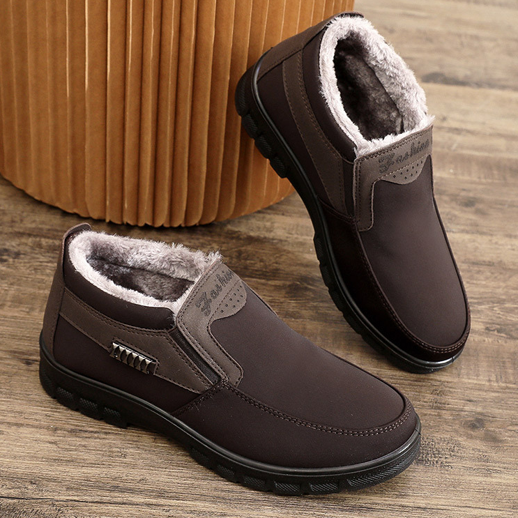 MEN'S COMFORTABLE SLIP-ON FLEECE WARM CASUAL COTTON SHOES