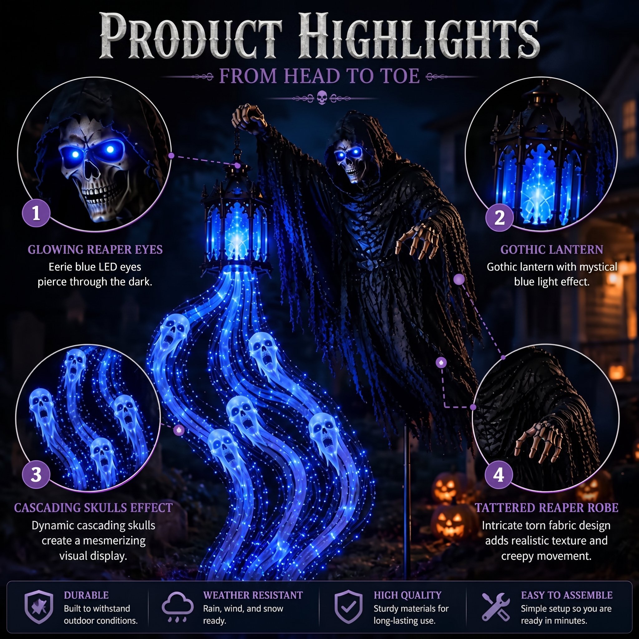 50% Off Today——💀Animated "Soul Harvester" Garden Light for Halloween