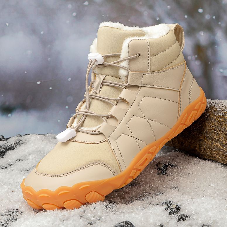 Men's Elastic-Lace Winter Barefoot Shoes – Extra Wide Toe Box, Warm Fleece Lining, Orthopedic Support, Waterproof & Lightweight, Anti-Slip Sole