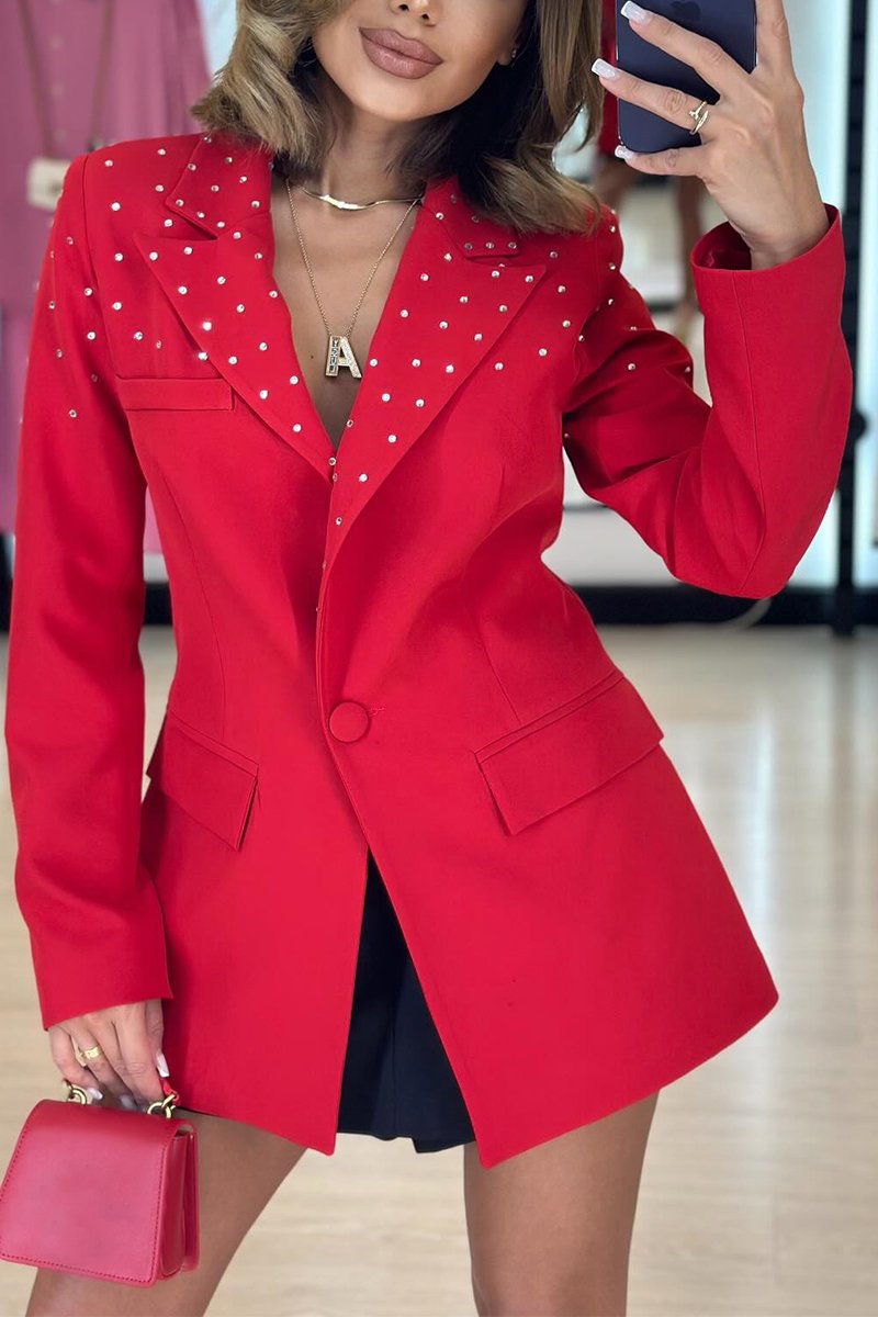 Women's Casual Lapel Rhinestone Suit Jacket