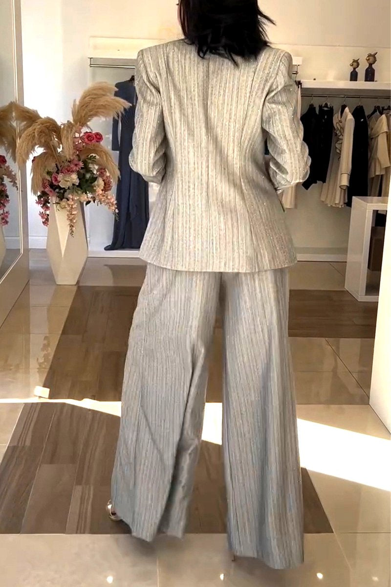 Women's Casual Lapel Sequined Two-piece Suit