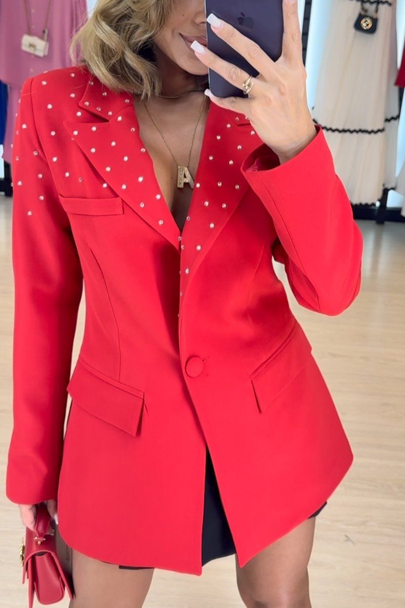 Women's Casual Lapel Rhinestone Suit Jacket