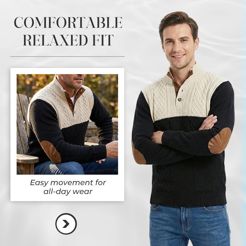 🔥Hot Sale Offers-Men's Colorblock Button-Neck Sweater