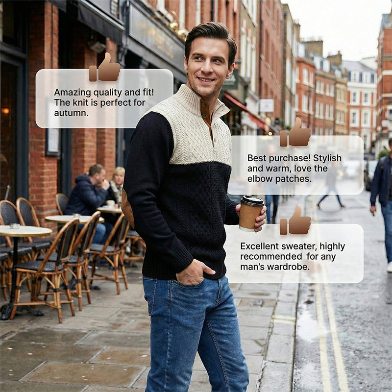 🔥Hot Sale Offers-Men's Colorblock Button-Neck Sweater