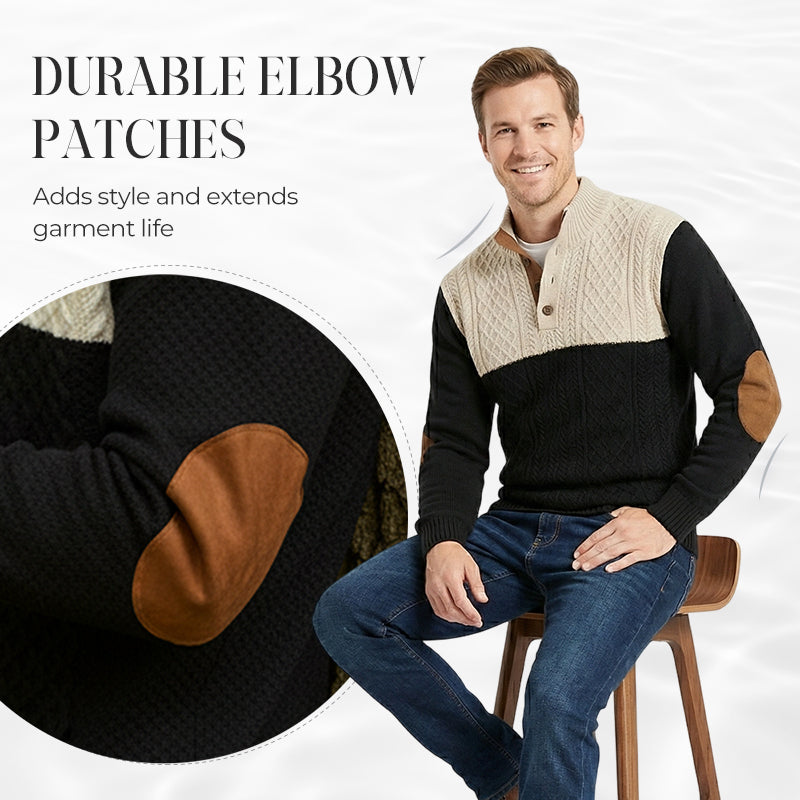 🔥Hot Sale Offers-Men's Colorblock Button-Neck Sweater