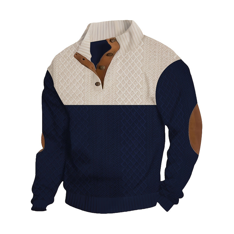 🔥Hot Sale Offers-Men's Colorblock Button-Neck Sweater
