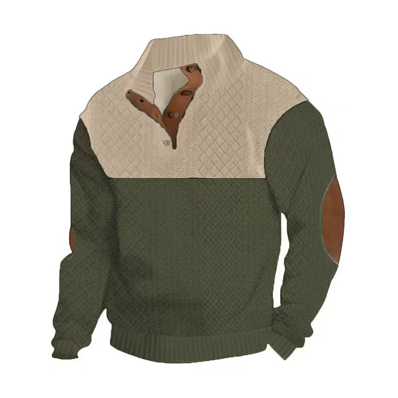 🔥Hot Sale Offers-Men's Colorblock Button-Neck Sweater