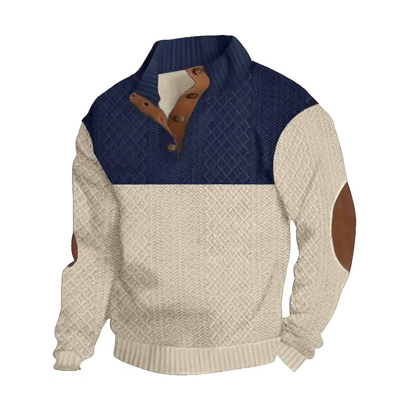 🔥Hot Sale Offers-Men's Colorblock Button-Neck Sweater