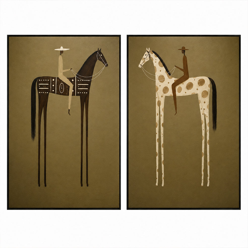 Vintage Americana Art – Earthy Minimalist Abstract Figure Handmade Textured Oil Painting Wall Art
