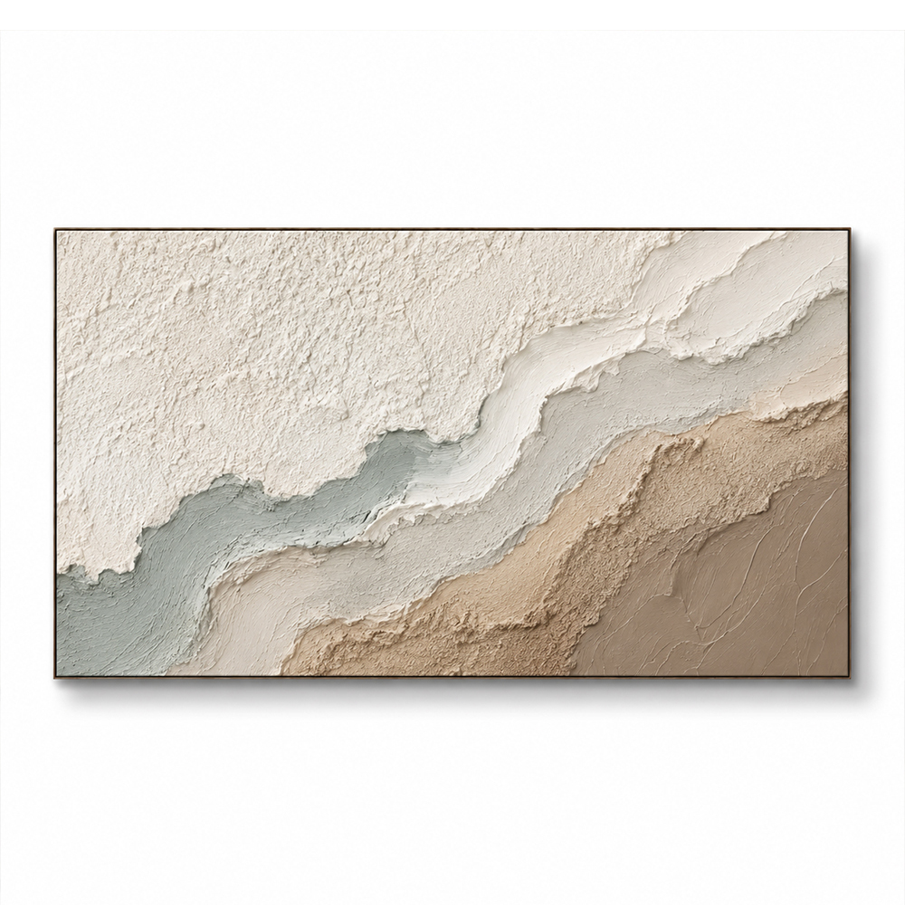 Texture Painting Art – Neutral Layered Wave Abstract