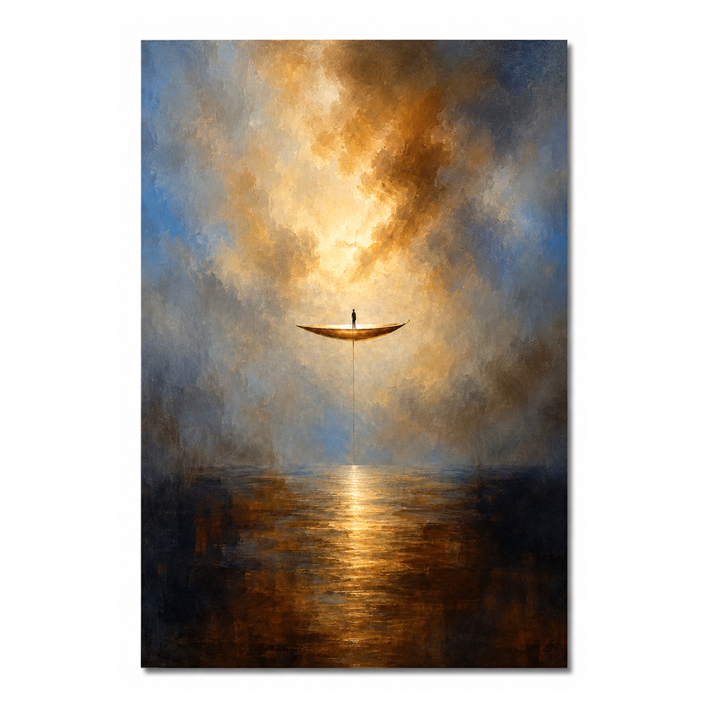 Abstract Wall Art – Floating Boat Seascape Painting