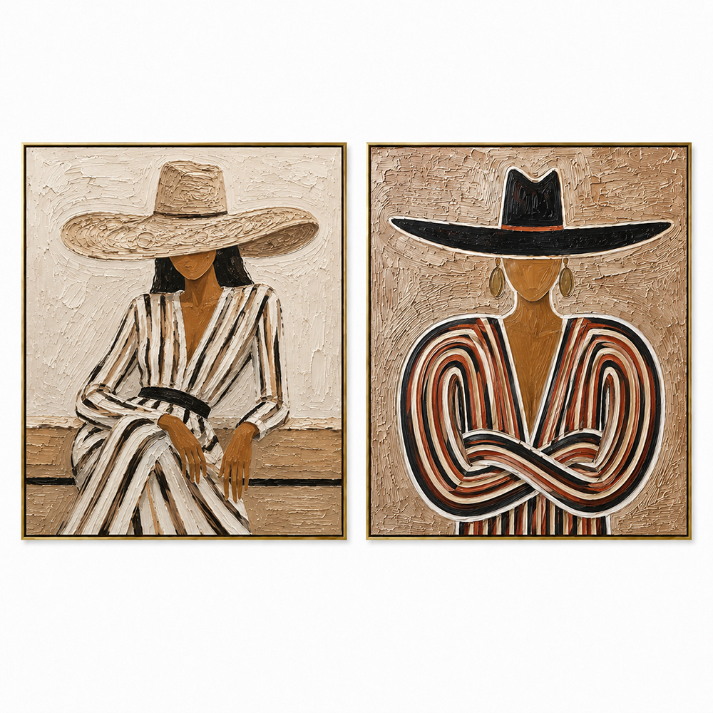 [Copy]Vintage Americana Art – Handmade Woman & Dark Horse Textured Oil Painting