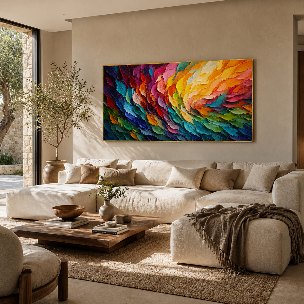Texture Painting Art – Vibrant Color Swirl Abstract