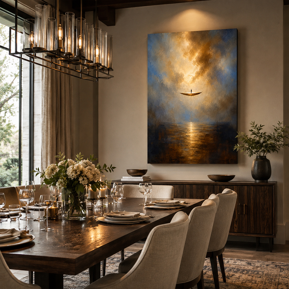 Abstract Wall Art – Floating Boat Seascape Painting