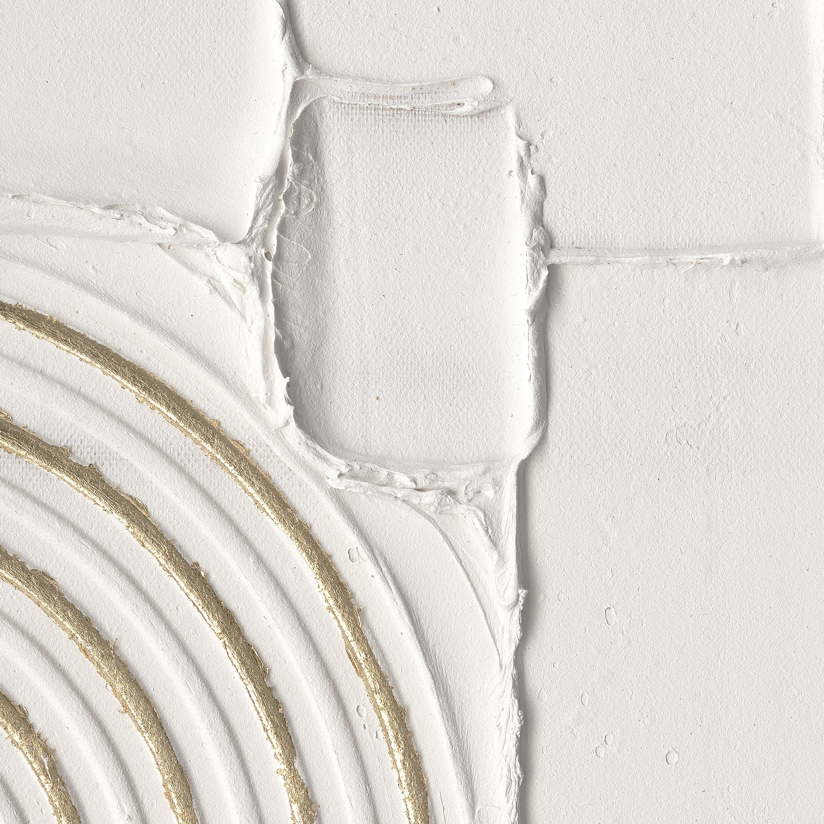Original handmade texture art, crafted with plaster and golden lines, adding unique depth and serene modern Wabi-Sabi charm.