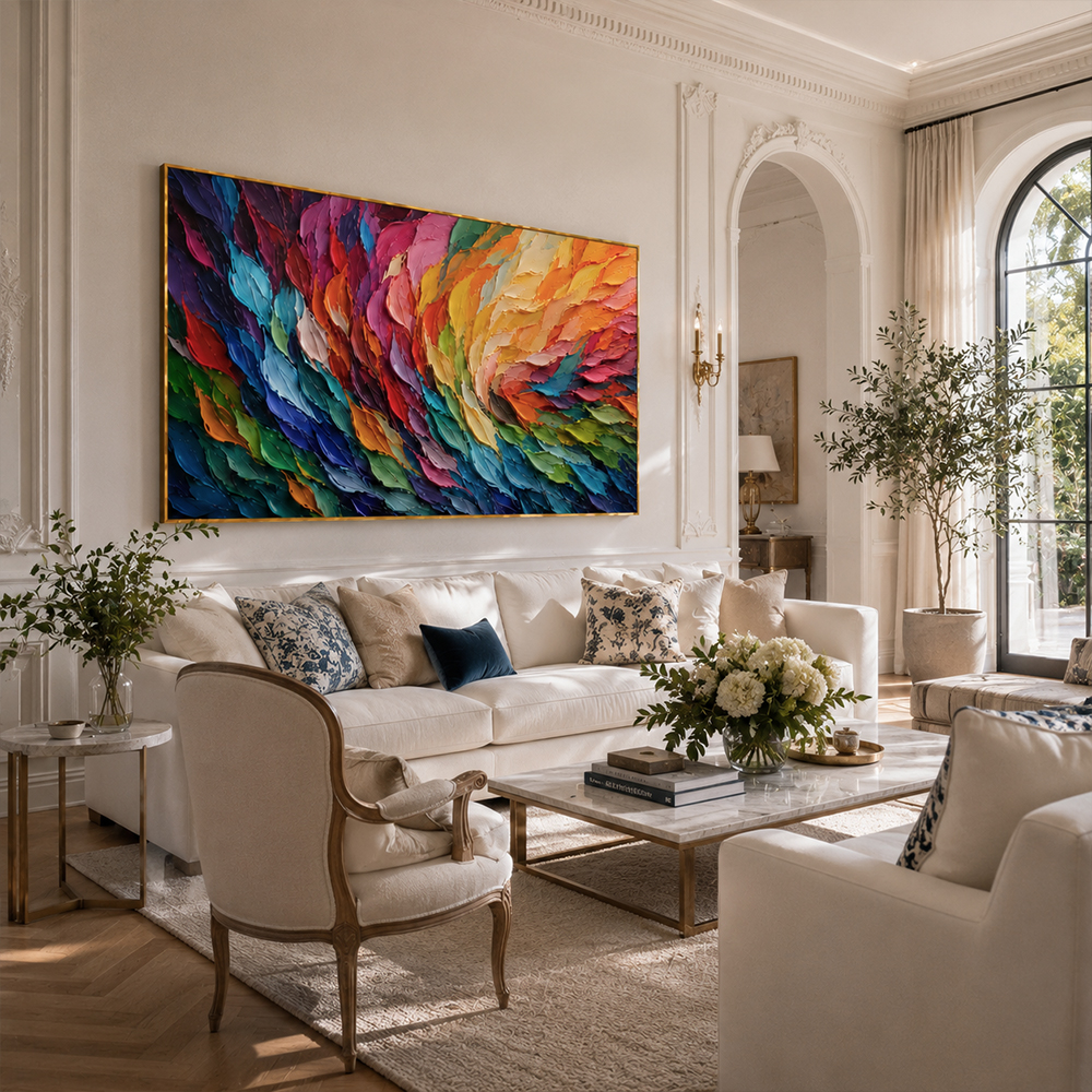 Texture Painting Art – Vibrant Color Swirl Abstract