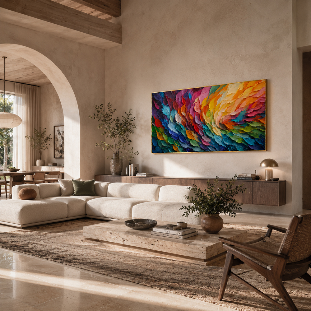 Texture Painting Art – Vibrant Color Swirl Abstract