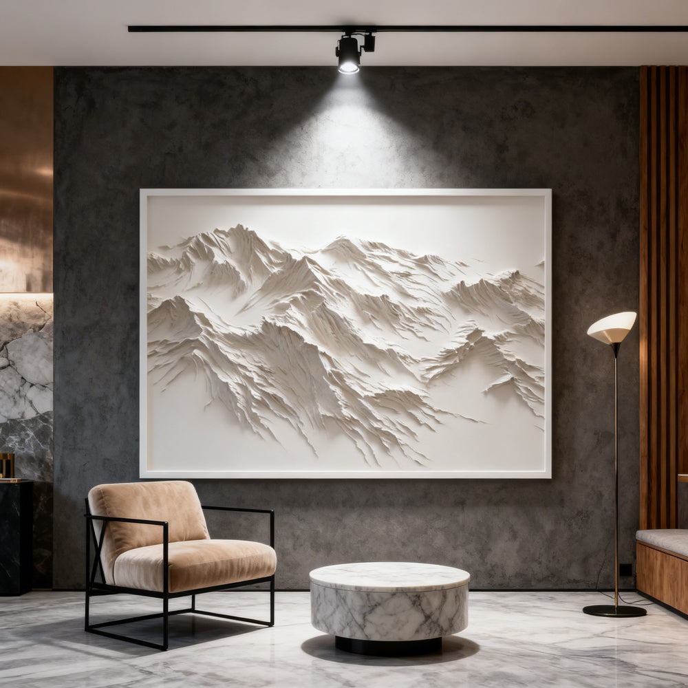 Mountain Landscape Paper Relief Art, 3D Wall Art, Handcrafted Mountain Design Texture Paintings