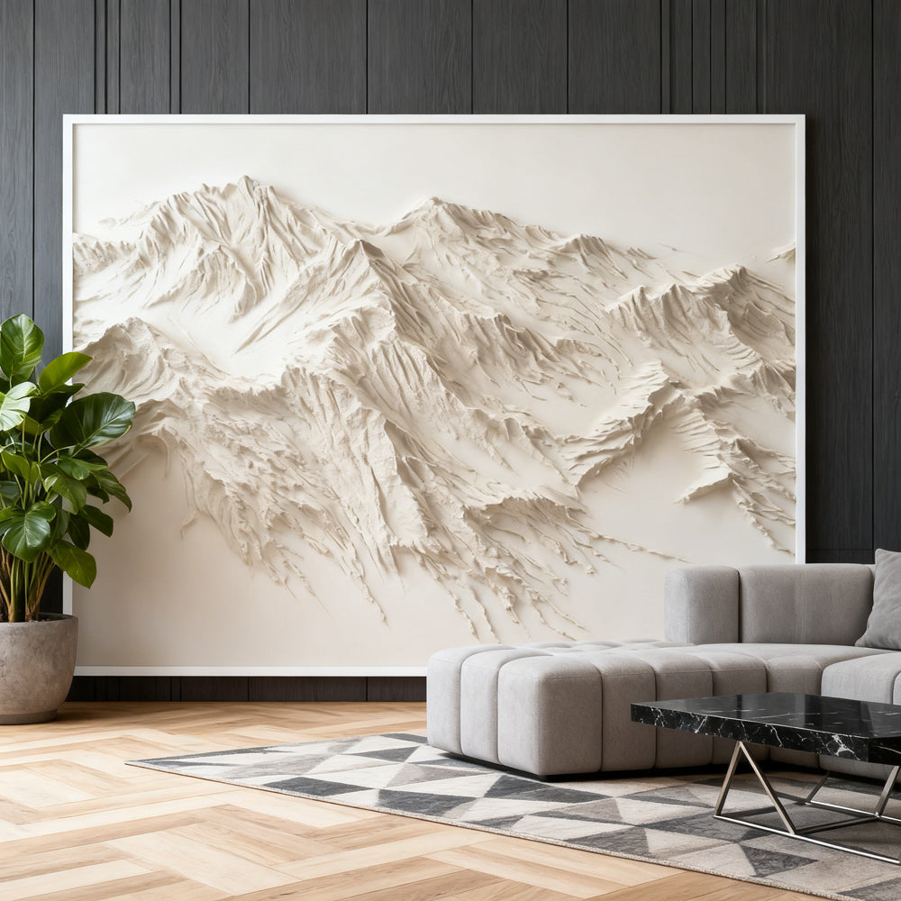 Mountain Landscape Paper Relief Art, 3D Wall Art, Handcrafted Mountain Design Texture Paintings