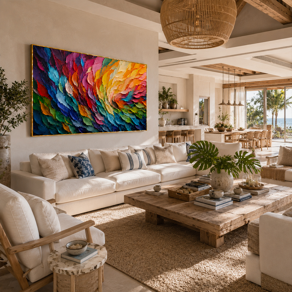 Texture Painting Art – Vibrant Color Swirl Abstract