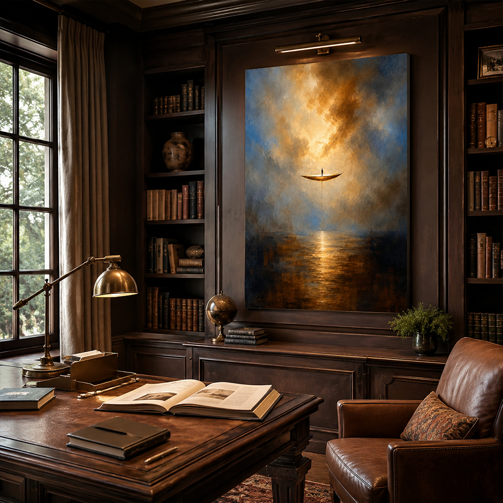 Abstract Wall Art – Floating Boat Seascape Painting