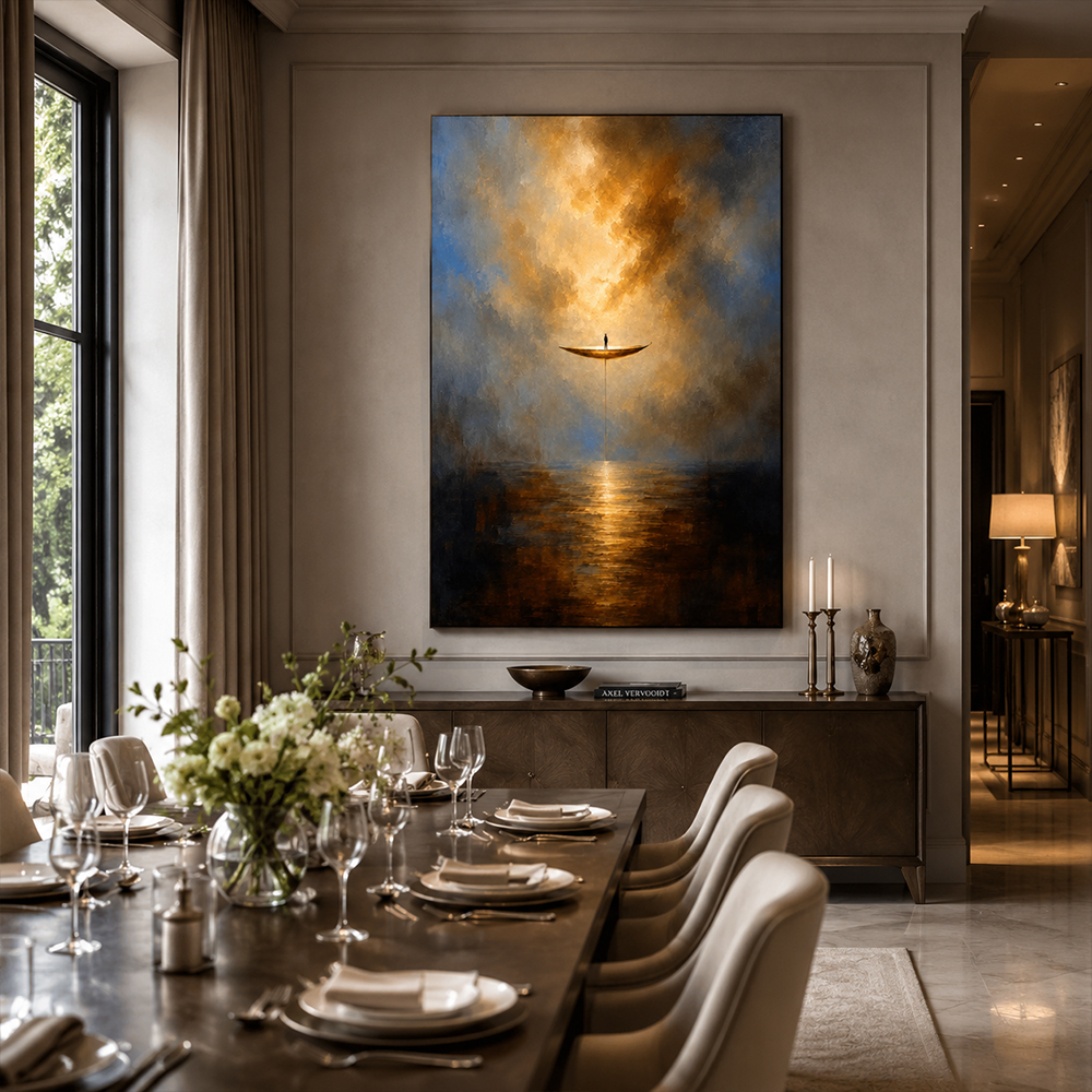Abstract Wall Art – Floating Boat Seascape Painting