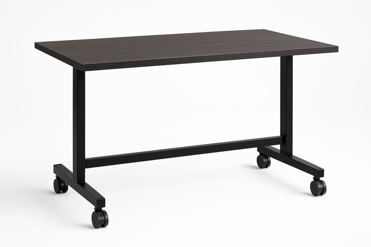 Rectangular Mobile Office Desk Black Metal MDF 120cm-Torivento