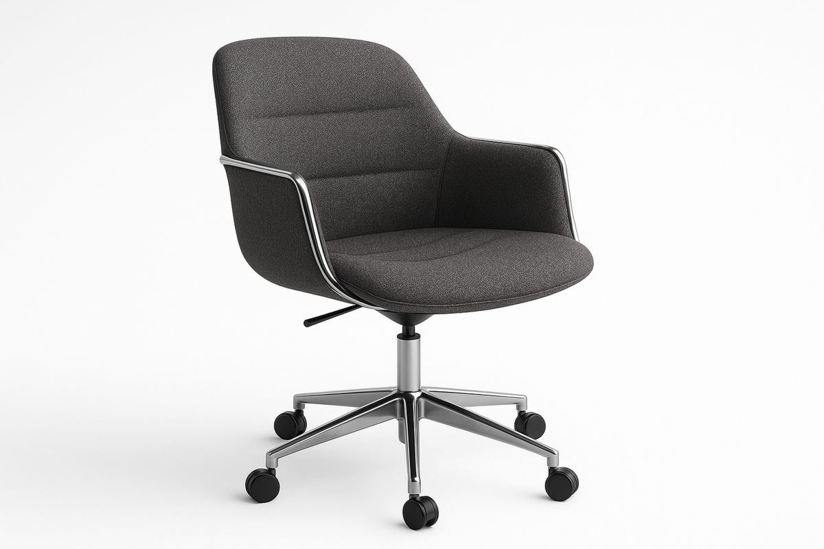 Grey Polyester Office Chair with Aluminium Frame-Torivento