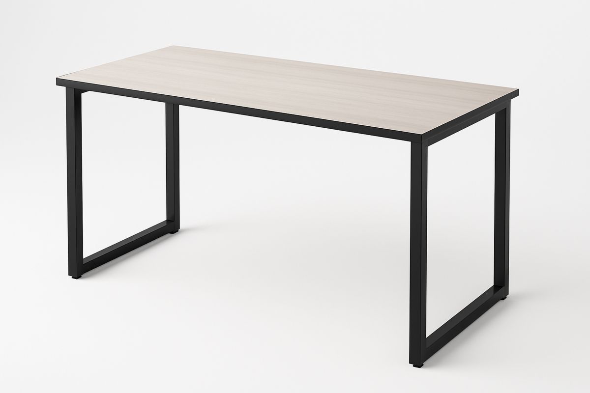 Rectangular Office Desk with Black Metal Legs and Wooden Top, 120 cm x 60 cm x 75 cm-Torivento