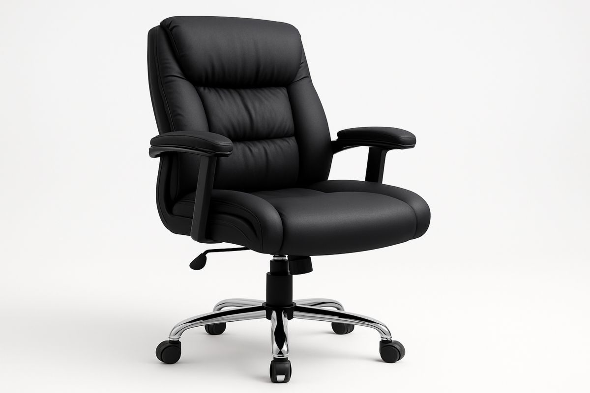 Black PU Leather Executive Office Chair with Adjustable Height and Chrome Base-Torivento