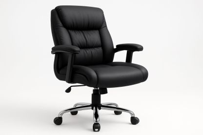 Black PU Leather Executive Office Chair with Adjustable Height and Chrome Base-Torivento