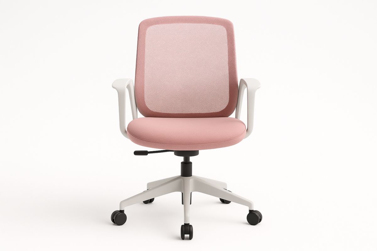 Pink Mesh Office Chair with Adjustable Height and Backrest-Torivento