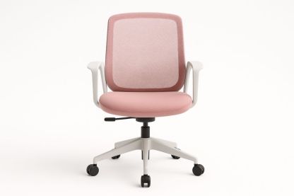 Pink Mesh Office Chair with Adjustable Height and Backrest-Torivento