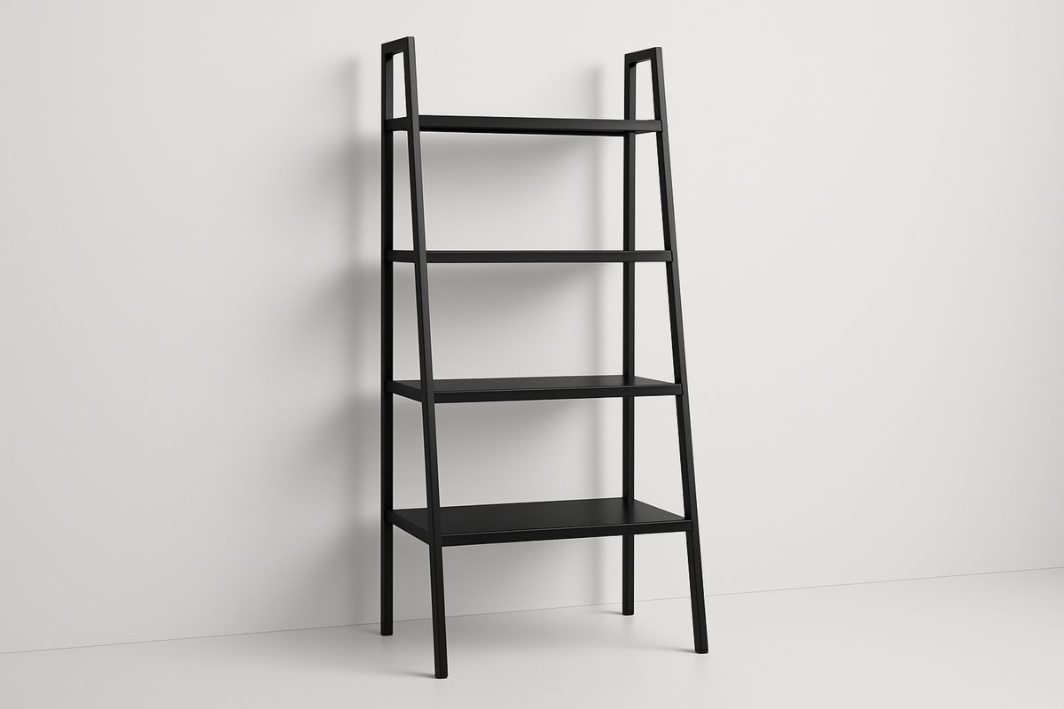 Black Metal 4-Tier Ladder Shelf 180cm-Torivento