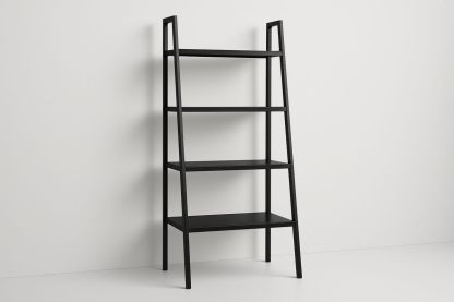 Black Metal 4-Tier Ladder Shelf 180cm-Torivento