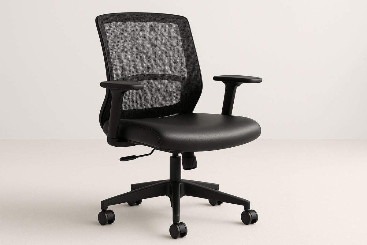 Black Mesh Back Office Chair with Adjustable Height and Wheels-Torivento