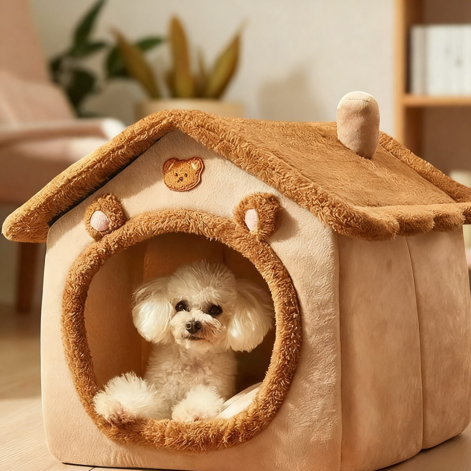 Cosy Pet House Bed: Warm Winter Cat & Small Dog Cave Hideaway