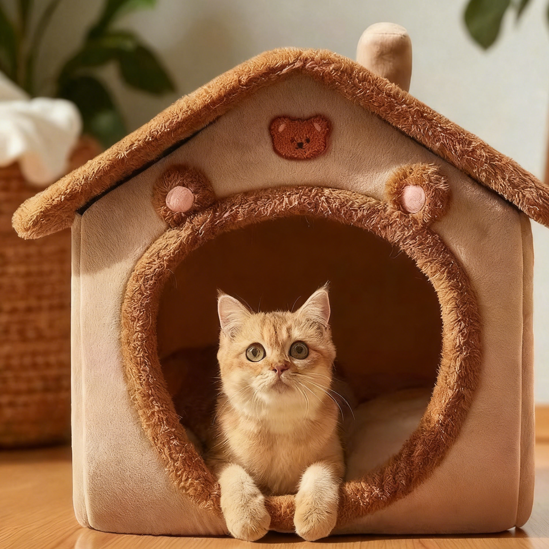 Cosy Pet House Bed: Warm Winter Cat & Small Dog Cave Hideaway