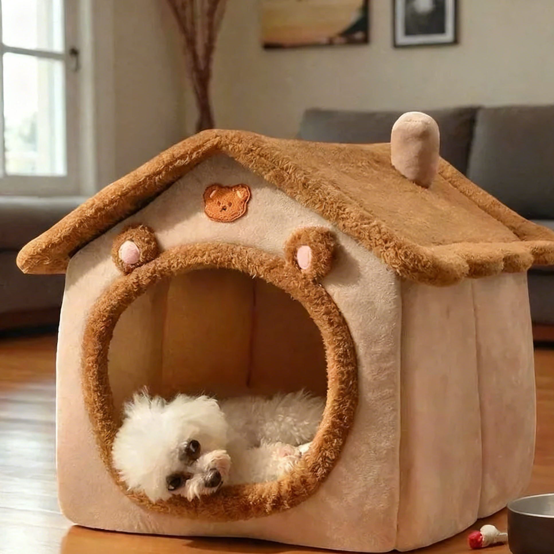 Cosy Pet House Bed: Warm Winter Cat & Small Dog Cave Hideaway