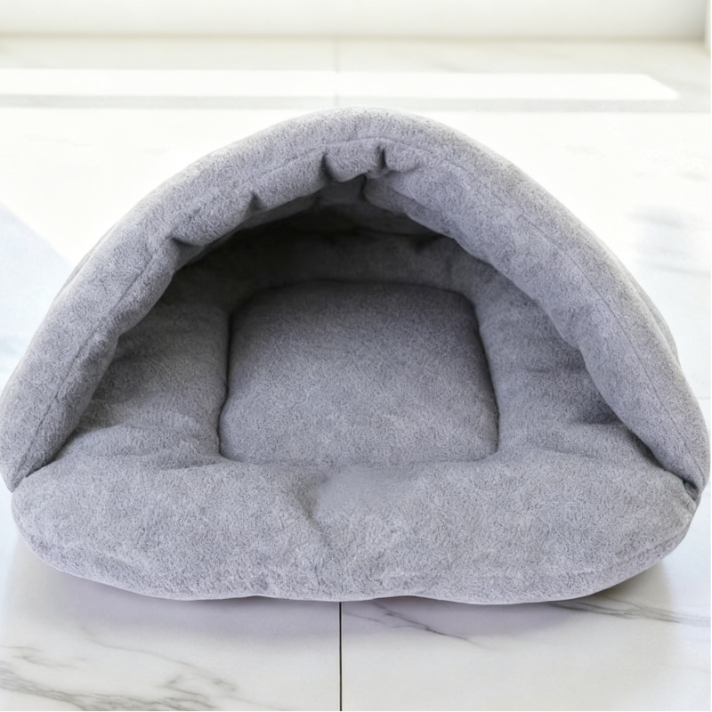 Cozy Fleece Pet Cave Bed | Small Dog & Cat Sleeping Nest