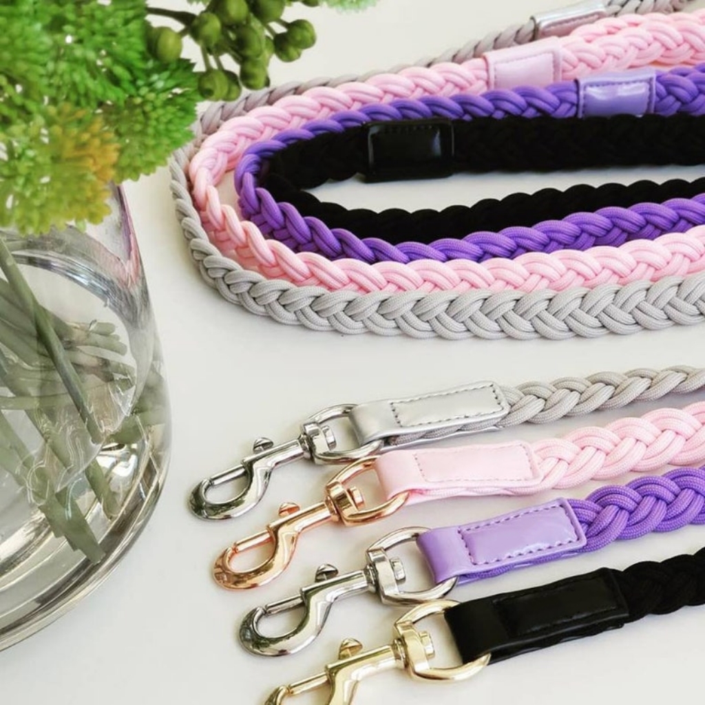 Baby Pink Plaited Rope Dog Leash for Puppy Cat