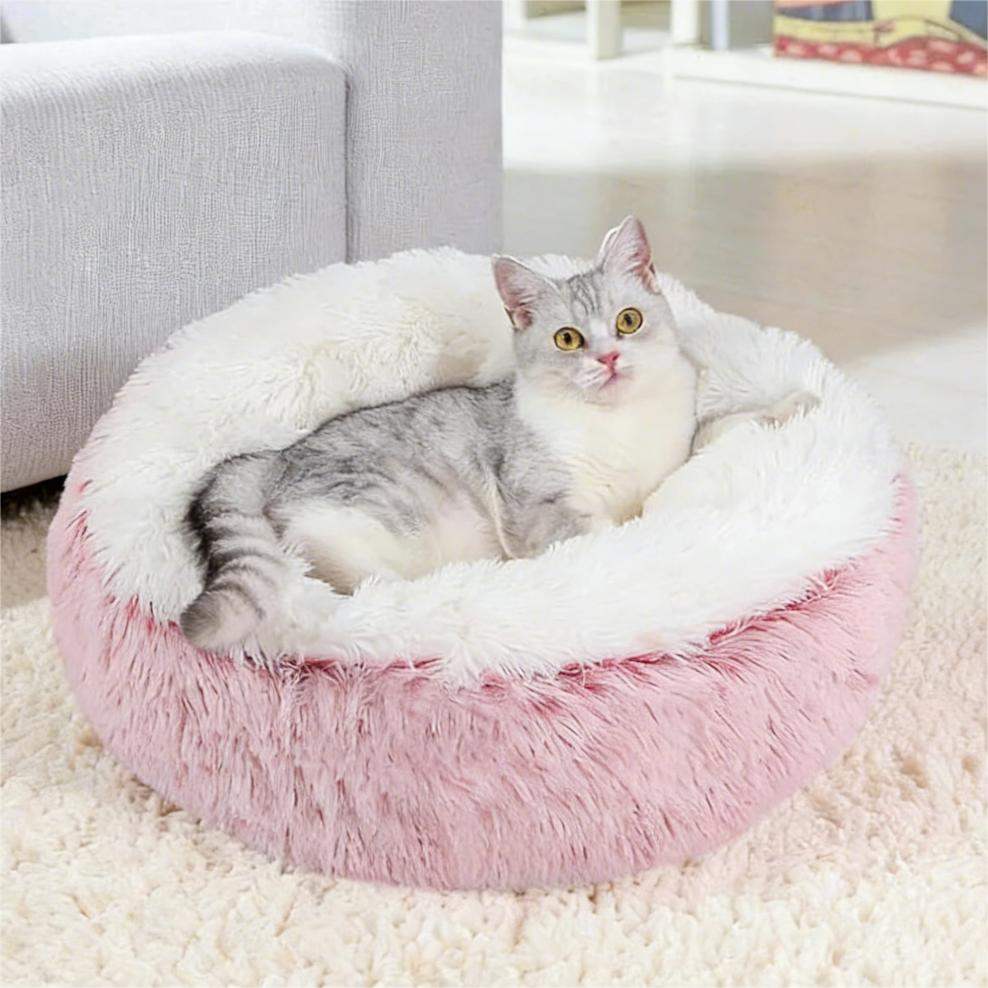 Plush Pet Bed: Warm Cozy Winter Nest for Cats & Small Dogs