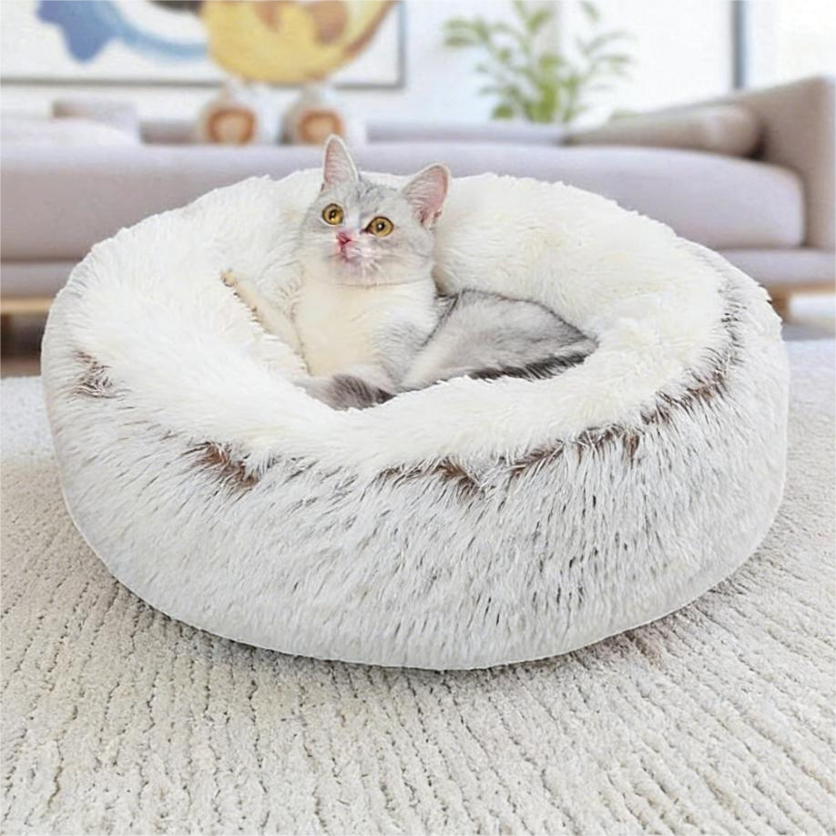 Plush Pet Bed: Warm Cozy Winter Nest for Cats & Small Dogs