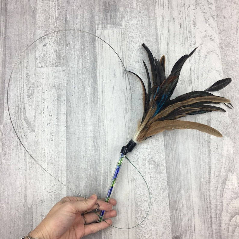Cat toy | XL Feather jet cat toy | Bird cat toy | Feathers on a wire cat toy